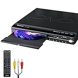 Gueray DVD-Player für TV Alle Regionen Kostenlos mit AV- und USB-Ausgang DVD-CD-Player mit Fernbedienung Unterstützt MIC und integriertes PAL- und NTSC-System Koaxial (KEIN HDMI-Anschluss)