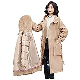 Damen Winterjacke Lange Daunenjacke Warm Parka Jacke Mit Fellkapuze Steppjacke Wintermantel Casual Daunenmantel Puffer Knielang Trenchcoat Frauen Wintermantel Park