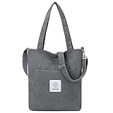 Makukke Umhängetasche Damen - Cord Schultertasche Damen Handtasche, Shopper Damen Henkeltasche für Büro Schule Einkauf R