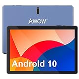 Tablet 10 Zoll Android 10 Tablet Quad-Core-Prozessor, AWOW Tablet 10 Angebote, 4GB RAM, 64GB eMMC, 1.5~1.6GHz, 1280 x 800 HD IPS, 2MP & 13MP Kamera, Android 10, Bluetooth 4.0, Type-C, 5000
