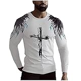 Herren Longsleeve Mode 3D Druck Langarmshirt T-Shirt Herren Langarm Sweatshirt Ohne Kapuze Rundhals Lange Muscle Shirt Regular Fit Vintage T Shirts Männer Langarm Musk