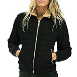 shesuseke Damen Mantel Reverskragen Sherpa Kurzmantel,Fleece Gefüttert Warm Jacke Mantel,Wattierter Wintermantel aus Baumw