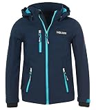 Trollkids Mädchen Softshell Jacke Preikestolen, Marineblau / Türkis / Mint, Größe 176