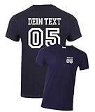 Herren T-Shirt mit Wunschname und Zahl Bedrucken. T-Shirt selber gestalten. T-Shirt Druck. T-Shirt mit Wunschtext. T Shirts sind Ökotex-100 Zertifiziert. - Dunkelblau XL