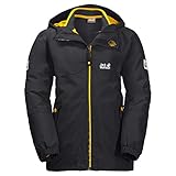 Jack Wolfskin B ICELAND 3IN1 JKT, wasser- und winddichte Outdoor Jacke, Winterjacke für Jungen mit warmer Fleece-Innenjacke, robuste Regenjacke für Jungen mit Reflektoren,phantom,128