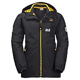 Jack Wolfskin B ICELAND 3IN1 JKT, wasser- und winddichte Outdoor Jacke, Winterjacke für Jungen mit warmer Fleece-Innenjacke, robuste Regenjacke für Jungen mit Reflektoren,phantom,128