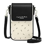 Handy Umhängetasche Damen,Aeeque Handytasche zum Umhängen Kunstleder Schultertasche Elegant Beutel mit Kartenfach Geldbörse Portemonnaie kompatibel mit iPhone 5/6/7/8/XR iPhone 12 11 Pro SE - Schw