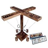 Hooks Ring Toss Game,Joycabin Vier Personen Toss Hook und Ring Toss Interaktives Kampfspiel,Spielzeug-Schuss-Leiterspiel für Kinder Erwachsene,handgefertigte Holztisch-Brettspiele für Bars Home Party