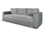 Schlafsofa Bird - Sofa mit Schlaffunktion und Bettkasten, Klappsofa, Schlafcouch mit Chromfüße, Couch, Couchgarnitur, Sofagarnitur (Grau + Grau (Dolaro 04 + Berlin 01))