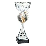 Skat/Poker Pokal mit Gravur 26 cm Trophäe mit Karten als Emblem und Gravurschild in G