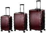 Bugatti Hartschalen Kofferset Galatea (S, M & L) - 4 Rollen 3er Reisekoffer Set, Rot mit TSA Z