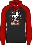 Weihnachten & Silvester Geschenke Party Deko - Merry Horsemas! - weiß - L - Schwarz/Rot - JH009_Baseball_Hoodie_Unisex - JH009 - Baseball H