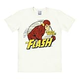 Logoshirt T-Shirt Der Rote Blitz - DC Comics - Flash The Fastest Man Alive - Rundhals T-Shirt altweiß - Lizenziertes Originaldesign, Größe S