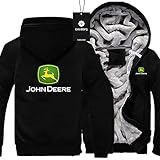 NIUFEITIANLE Thicken Velvet Hoodie John-Deere Printing Cardigan Warme Jacke Männer Frau Casual Sweatshirt Winddichte Daunenjacken Baumwolle/A/L