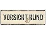 Interluxe METALLSCHILD Shabby Vintage Blechschild Vorsicht Hund Vintage Geschenk Tierisch Shabby