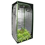 Faziango Grow Zelt 80x80x180cm, Indoor Growbox, 600D Oxford Pflanzenzelt Gewächshaus Zuchtzelt, Lichtdicht und Wasserdicht Growschrank (Schwarz Grün)