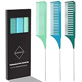 3 Größen Strähnenkamm Haarkamm,Schwanzkamm für Friseursalon, Professionelle Antistatische Friseurkammzähne Rattail Comb für Haare Melieren und Färben Styling für Männer F