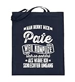 shirt-o-magic Patenonkel: Pate = Komplize? - Jutebeutel (mit langen Henkeln) -38cm-42cm-Deep B