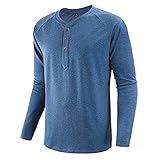 QWERD Langarmshirt Herren Henley Shirt Rundhals Langarm Unterzieh T-Shirt Tops Herren Henley Shirt mit Grandad-Ausschnitt Basic Longsleeve Männer Basic Langarm Lässige T-Shirt Rundhals mit knöp