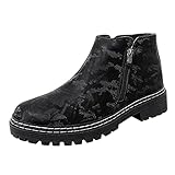 HHKIUJIO Stiefeletten Herren Retro Rindsleder Kurze Stiefel Mode High Top Freizeitschuhe Mode Reißverschluss Kurze Stiefeletten Winter Warme Arbeitsstiefel Outdoor rutschfeste Ankle B