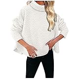 Plüsch Poncho Sweatshirt Mantel Damen Oversize Baggy Casual Teddy Fleece Rollkragen Umhang Oberteile Dicker Warm Mode Trend Cape Plüsch Langarmshirt Winterparka Streetwear Winterjacke Top
