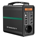 SWAREY Tragbarer Powerstation 166Wh/52000mAh, 230V AC, 2 DC-Port und 3 USB Anschlüsse，Akku Generator mit Lithium-Eisen-Phosphat-Batterie (Black)