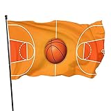 Risating Home Garden Flagge, Basketball, Holzplatz, genähte Banner mit Ösen, für den Innen- und Außenbereich, Dekoration, Urlaub, Geschenk, waschbar, 91 x 152