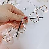 Sygjal Frauen-Brille-Legierung Rahmen bunten Strass Linsen auskommt, Gold-Silber-Schwarz-Rahmen-Dekoration Halbrahmen Luxus-Gläser (Frame Color : 7gold Wave, Size : Kostenlos)