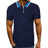 Poloshirt Polo Shirt Herren t Shirt Damen Polo T-Shirt Top Bluse Männer Mode Persönlichkeit Sommer Casual Slim Kurzarm (S,Marine)