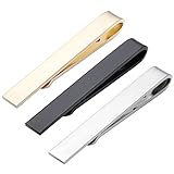 Zysta 3x Herren Dünn Skinny Krawattenklammer Business Hochzeit Krawattennadel aus Edelstahl, silber/gold/schwarz (Silber+Gold+Schwarz) mit Geschenkbox