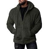 Herren Regular Fit Übergangsjacke Herren Hooded Outdoor-Wintermantel, Plüschjacke Warme Verdickt Fleece Gefüttert Winterjacke Herbst Winter Langarm Thermo Outdoorjacke mit Kapuze für M