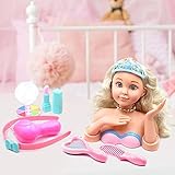 basisago Rollenspiele Schmink Frisierköpfe Spielzeug, Kinder Schmink Friseur Puppe Styling Kopf Frisur Spielzeug Prinzessin Supermodel Puppe Make Up Puppenset Locken H