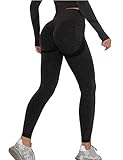 SHAPERIN Damen Kompressions Sport Leggings Hohe Taille Bauchweg Sporthose Blickdicht Anti-Cellulite Kompressionshose PO Push up Sports Tights Laufhose Fitnesshose für Yoga Workout Gym(#1 Schwarz,S)