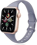 Schlankes Silikonarmband für Apple Watch, Sportarmband für iWatch Series SE/6/5/4/3/2/1-Lavendel,42mm 44