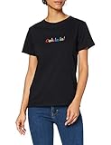 find. Damen Slogan-T-Shirt mit rundem Ausschnitt, Schwarz (Black Black), 38, Label: M