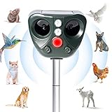 Ultraschall Katzenschreck für Garten Solar Abwehr Katzenschreck Tiervertreiber Hundeschreck Marderschreck Gegen Katzen Hunde Marder Tierabwehr Waschbär Vögel mit LED Blitz 5 Modus IP66 W