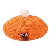 SHUIXIN Hairball Baskenmütze, Kopfumfang: 49,68 - 69,62 cm, modische Baskenmütze im französischen Stil, gestrickte Wolle mit niedlichem Hasendekor für Mädchen und D