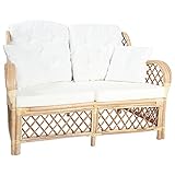 Tidyard 2-Sitzer Sofa, Gartensofa mit Kissen Lounge Sofa Gartenmöbel Rattansofa Gartenbank Bank Couch Balkon Terrasse Garten Cremeweiß 125 x 80 x 90