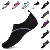 SAGUARO Badeschuhe Damen Wasserschuhe Herren Atmungsaktiv Strandschuhe für Yoga Aquaschuhe Frauen Surfschuhe Männer Sommer Strand Garten Wassersport Surfen Beach Schwarz/Rot/Gelb 38/39 EU