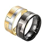 Aotiwe Partnerringe Paar Ring Set Silber Schwarz Ringe Philippinen 4:13, Rostfreier Stahl Damen 62 (19.7) & Herren 60 (19.1)