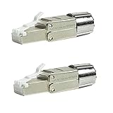 Faconet® 2X CAT 8.1 RJ45 Netzwerkstecker Crimpstecker bis 40 GBit/s kompatibel CAT 7 CAT 7A CAT 6A werkzeuglos Stecker für Verlegekabel Netzwerkkab