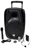 Mobile Beschallungsanlage'TRANSIT12VHF-BT', 700W, PA, Sound Anlage, Akku-MP3-USB-SD-Bluetooth inkl. Funkmikrofone, Soundsystem (30cm/12')