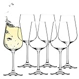 KADAX Weißweingläser aus Kristallglas, 6er Set, 360ml, Weingläser mit langem Stiel, Elegante und Schlichte Weißweinkelche für zu Hause, Party, hochwertige Q