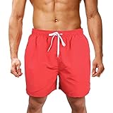 LK LEKUNI Badehose Herren Badeshorts Schwimmhose Boardshorts (Rot, XL)