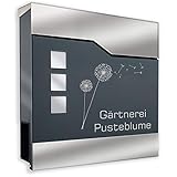 Zalafino Briefkasten anthrazit RAL 7016 mit Beschriftung - individualisierbarer Design-Briefkasten aus pulverbeschichtetem Stahl mit Zeitungsrolle und 3 Sichtfeldern (Charlotte)