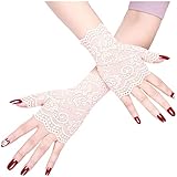 Berimaterry Spitzenhandschuhe Schwarz Damen Weiß Fingerless Gloves Lace Handschuhe Braut Hochzeit Spitze Handschuhe Kurz Handschuhe Dü