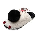 Filz Plüsch Hausschuhe Damen Herren Winter Wärme Pantoffeln Memory Foam Gefüttert Bequeme Weiche Baotou Winterschuhe rutschfest Slipper Heimschuhe Home Schuhe für W