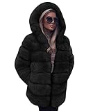 Wollmantel Damen Einfarbig Jacke Kunstpelz Mantel Lapel Coat Plüschjacke Elegant Winterjacke Verdicken Warm Wintermantel Weich Bequem Outwear Reduzierte Mantel Übergroße Baggy Fellimitat Jack