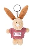 NICI 44639 Schlüsselanhänger Hase mit T-Shirt Lina 10cm, beig