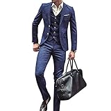 SBOYS Herren Anzug Slim Fit 3 Teilig mit Weste Sakko Anzughose Business Smoking von Harrms, L, B
